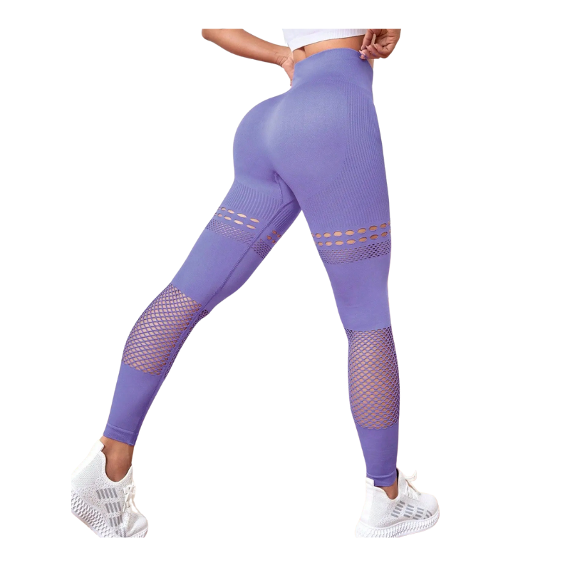 Sexy Hollow Out Leggings Women Seamless Mesh Leggings High Waist Hip Liftting Gym Workout Slim High Elastic Knitting Yoga Tights