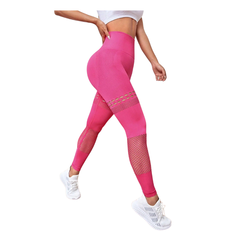 Sexy Hollow Out Leggings Women Seamless Mesh Leggings High Waist Hip Liftting Gym Workout Slim High Elastic Knitting Yoga Tights