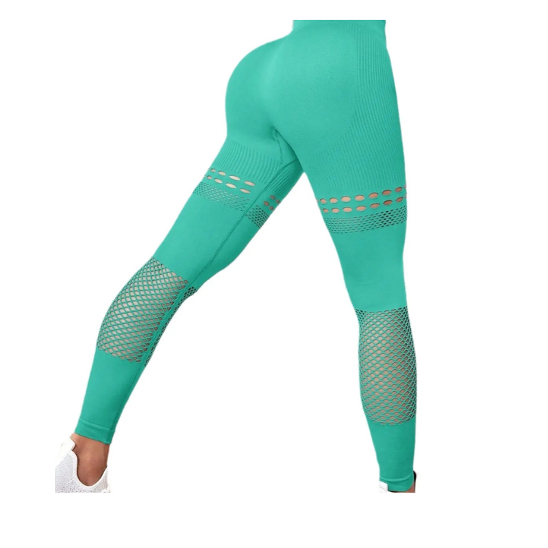 Sexy Hollow Out Leggings Women Seamless Mesh Leggings High Waist Hip Liftting Gym Workout Slim High Elastic Knitting Yoga Tights