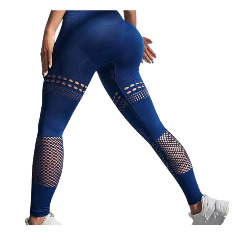 Sexy Hollow Out Leggings Women Seamless Mesh Leggings High Waist Hip Liftting Gym Workout Slim High Elastic Knitting Yoga Tights