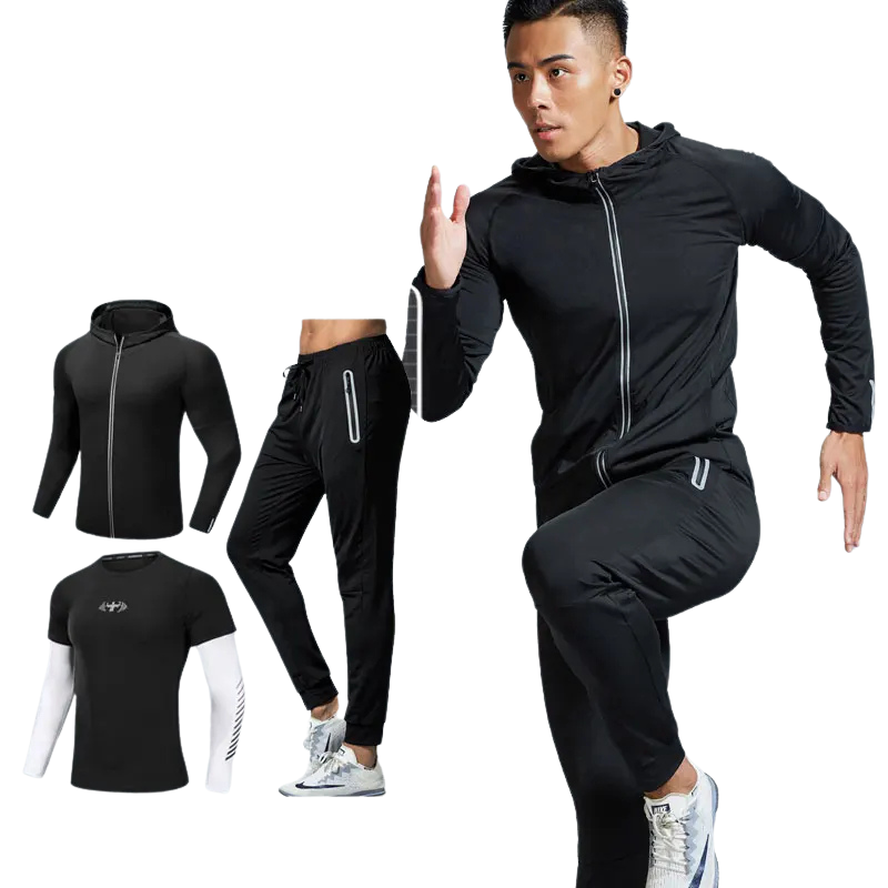 Quick Dry Men's Running Jacket Training Sportswear Set Gym Fitness Compression Sport Suit Jogging Tight Sportswear Clothes Male