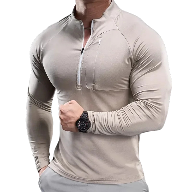 2024 New Men's Sports Gym Fitness Tops Running Training Clothes Round Neck Quick-drying Breathable Long-sleeved T-shirt Autumn