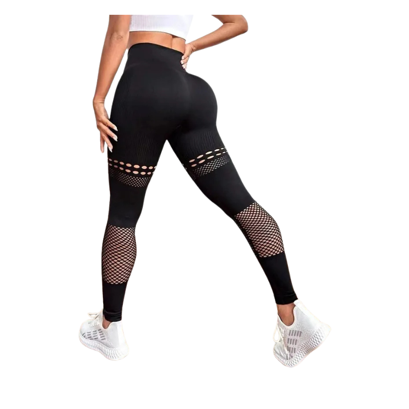Sexy Hollow Out Leggings Women Seamless Mesh Leggings High Waist Hip Liftting Gym Workout Slim High Elastic Knitting Yoga Tights