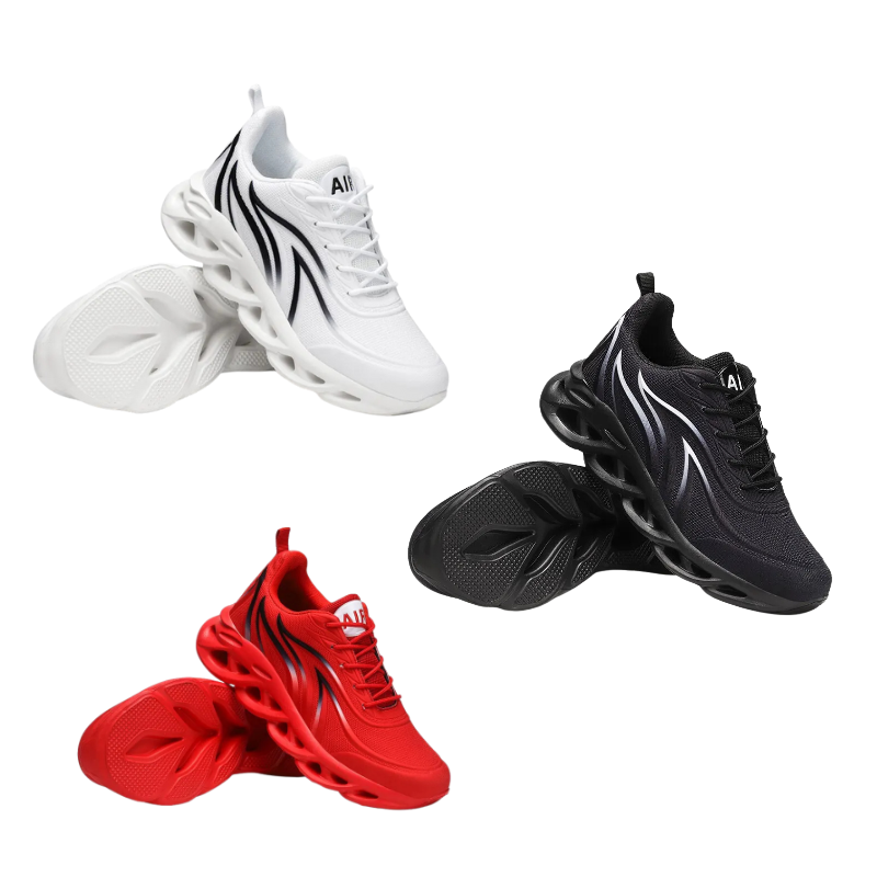Fashionable men's running sneakers, knit sports shoes with cushioning and a lightweight sole
