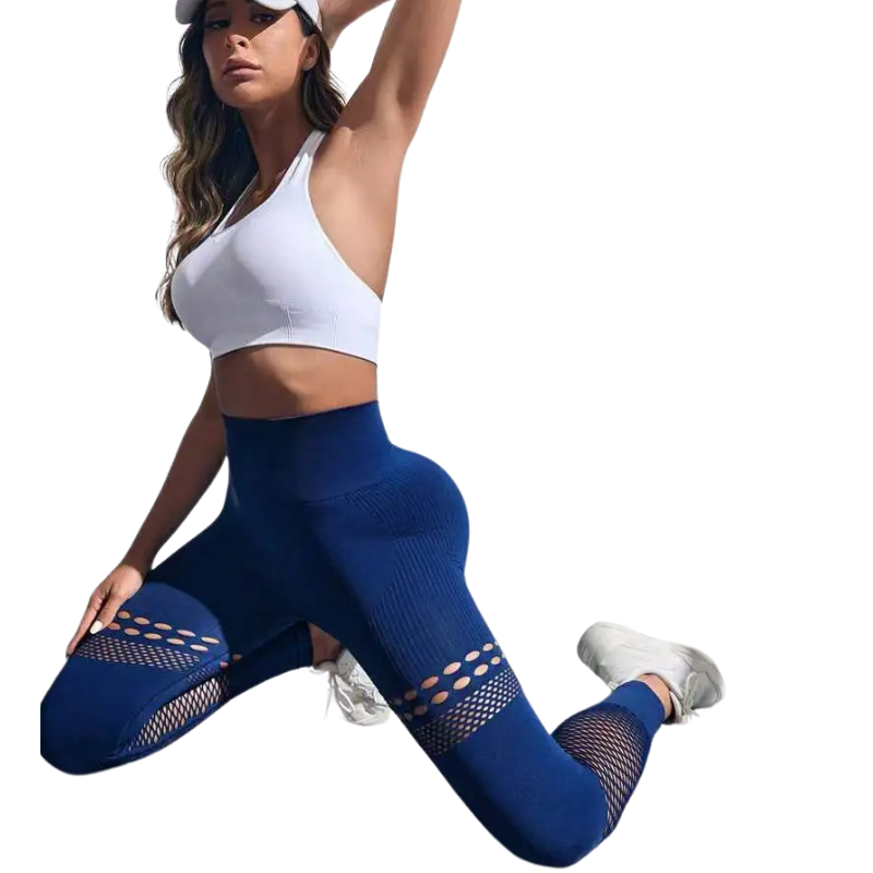 Sexy Hollow Out Leggings Women Seamless Mesh Leggings High Waist Hip Liftting Gym Workout Slim High Elastic Knitting Yoga Tights
