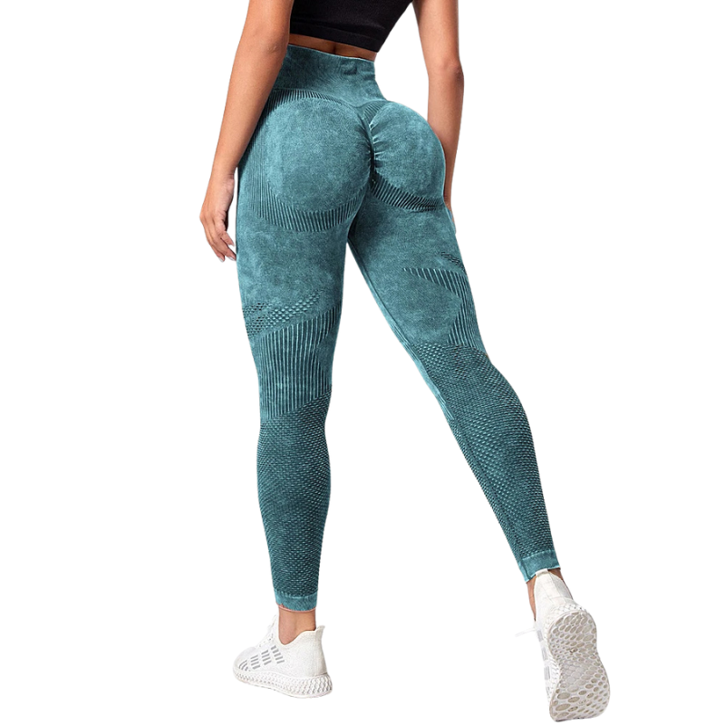QK Women Leggings Washing Yoga pants Bubble Butt Push Up Fitness Legging High Waist Scrunch Tight Mujer Gym Seamless Legging
