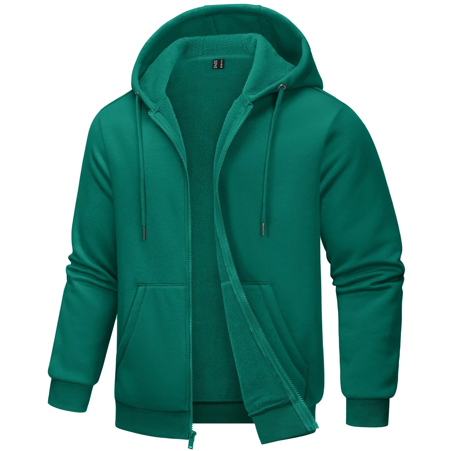 TACVASEN Big Pockets Fleece Lining Hoodies Mens Hooded Coats Full Zip Up Casual Hoodie Jackets Athlete Running Hiking Sportswear