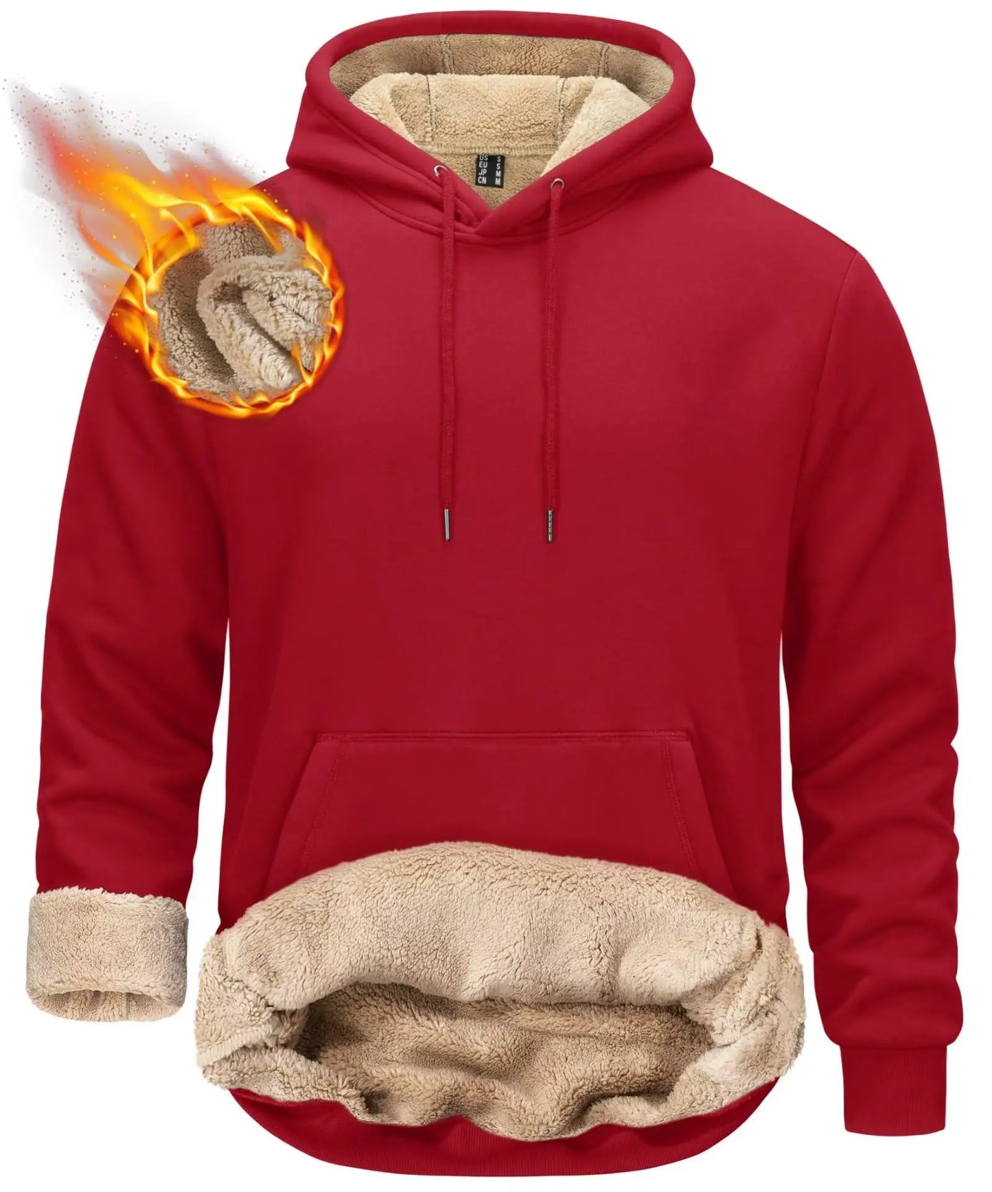 TACVASEN Thicken Sherpa Lining Hoodies Mens Winter Hoodies Kangaroo Pocket Sweatshirts Jackets Hooded Pullover Casual Coats Tops