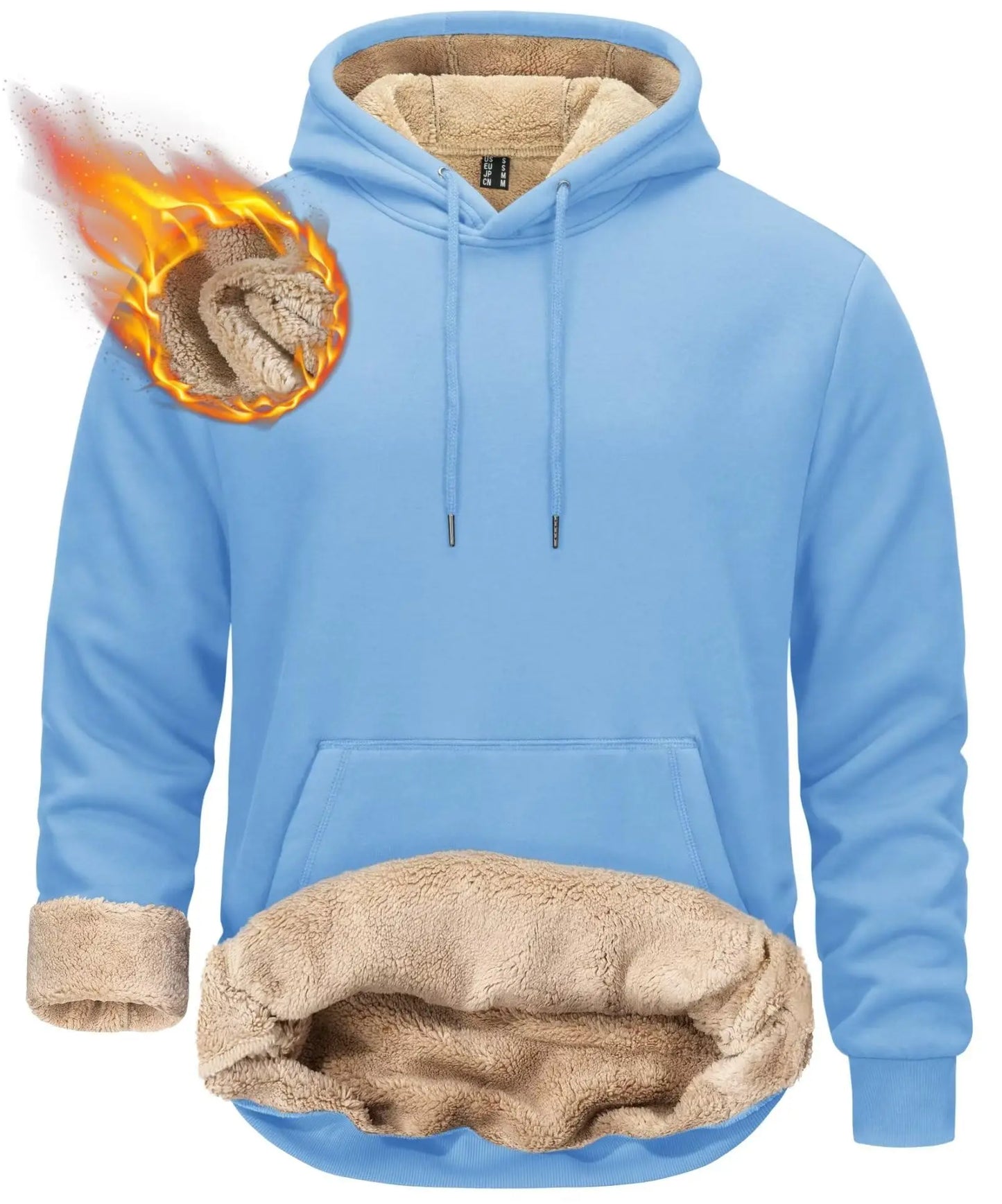 TACVASEN Thicken Sherpa Lining Hoodies Mens Winter Hoodies Kangaroo Pocket Sweatshirts Jackets Hooded Pullover Casual Coats Tops