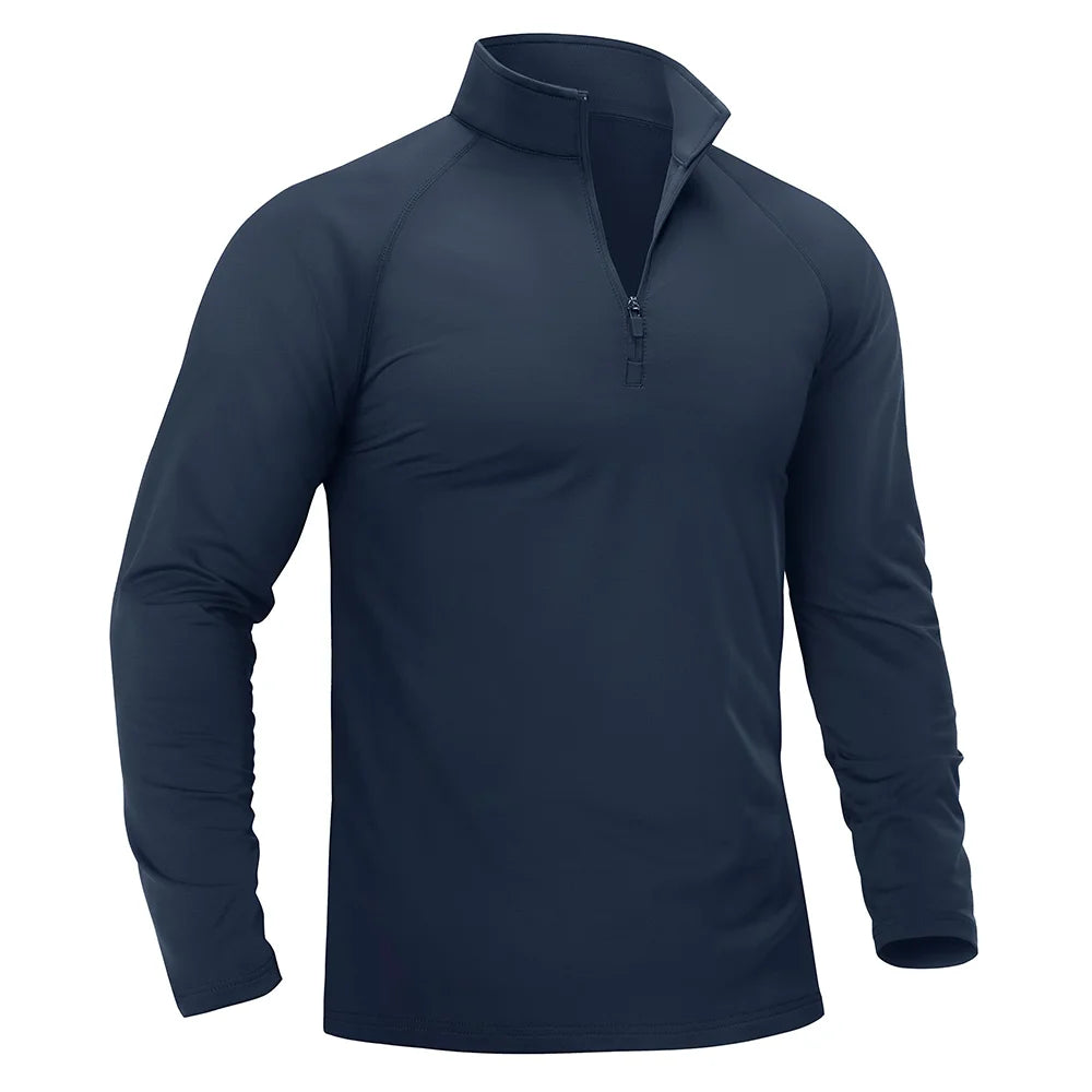 TACVASEN Thermal Fleece Lined T-shirts Men's 1/4 Zip Long Sleeve Shirts Outdoor Hiking Running Athletic Shirt Pullover Top