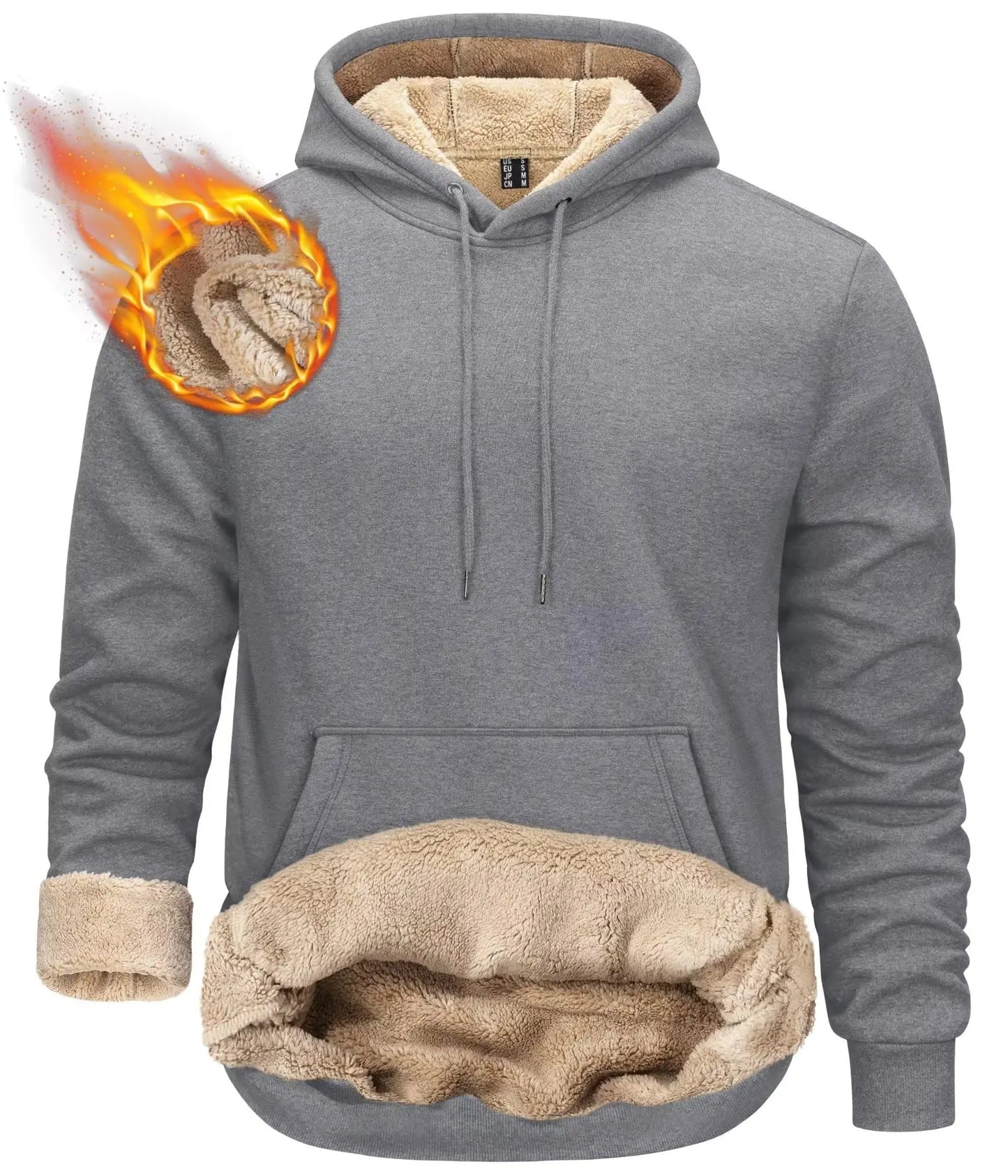 TACVASEN Thicken Sherpa Lining Hoodies Mens Winter Hoodies Kangaroo Pocket Sweatshirts Jackets Hooded Pullover Casual Coats Tops