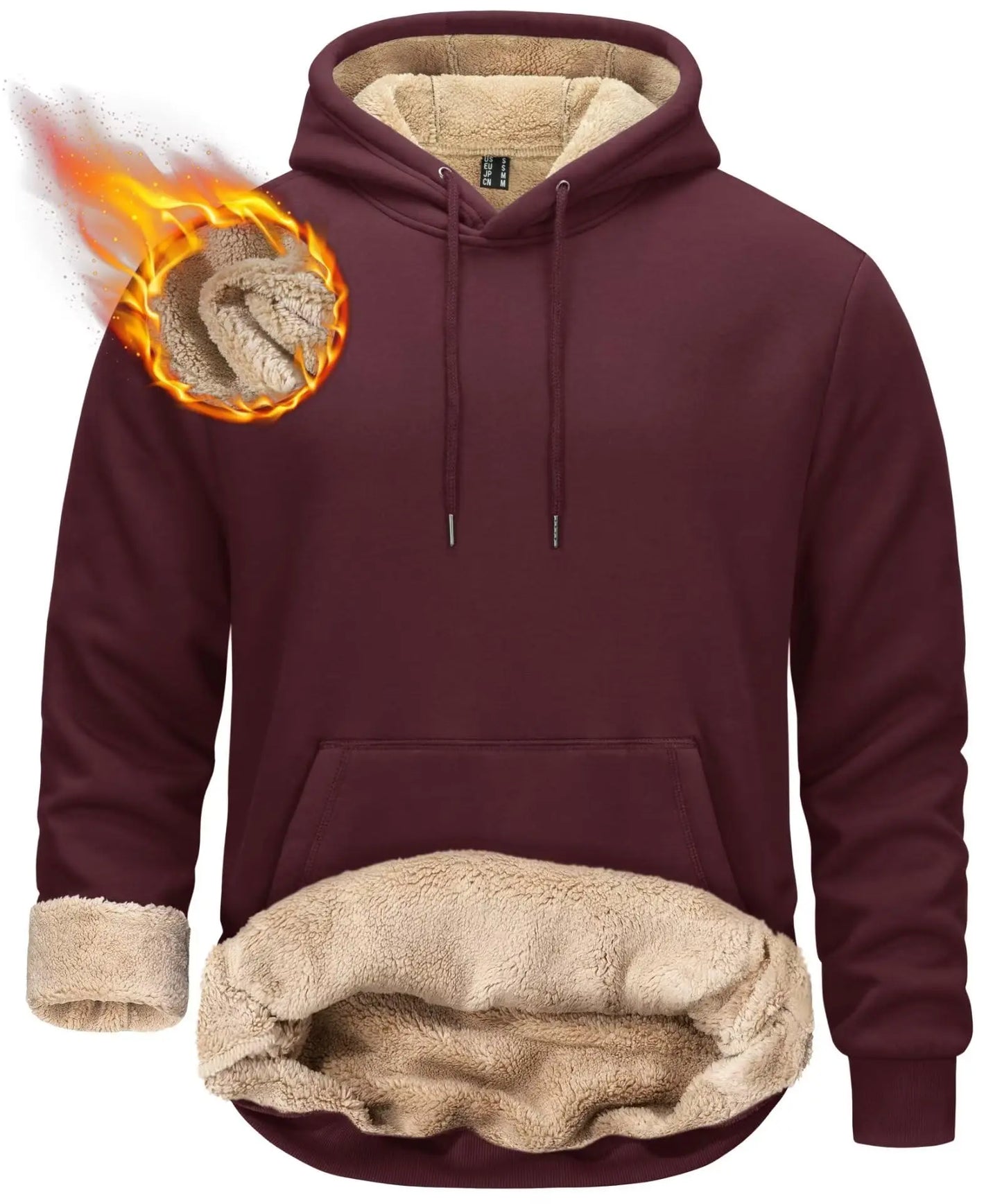 TACVASEN Thicken Sherpa Lining Hoodies Mens Winter Hoodies Kangaroo Pocket Sweatshirts Jackets Hooded Pullover Casual Coats Tops