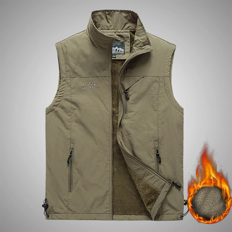 Warm Camping Fishing Vest Male Military Tactical Jacket Winter Fleece Hiking Coat Hunting Vest Waistcoat Man Thermal Clothes 5XL