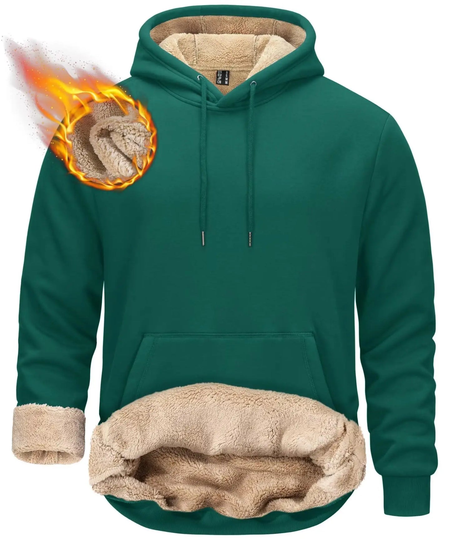 TACVASEN Thicken Sherpa Lining Hoodies Mens Winter Hoodies Kangaroo Pocket Sweatshirts Jackets Hooded Pullover Casual Coats Tops