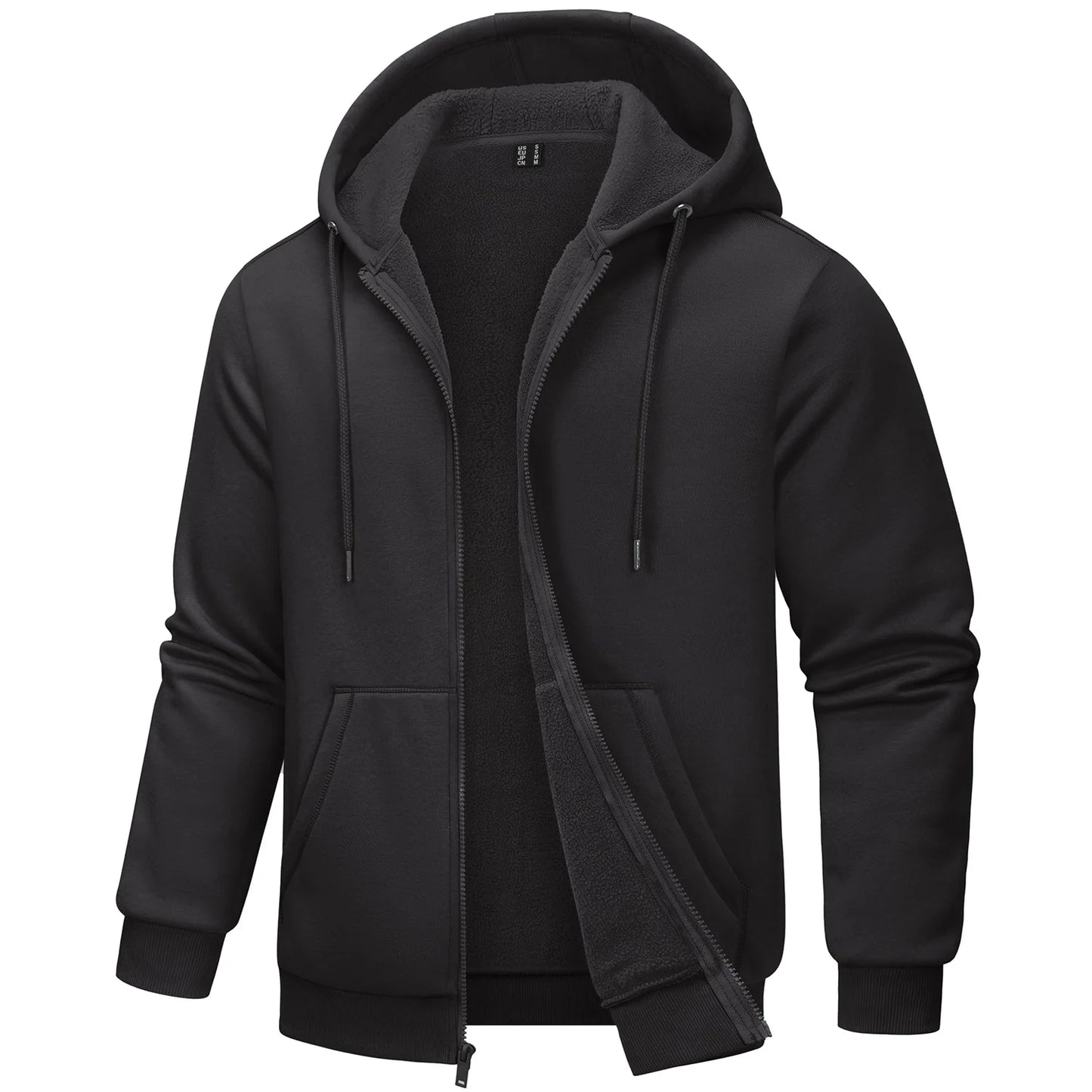 TACVASEN Big Pockets Fleece Lining Hoodies Mens Hooded Coats Full Zip Up Casual Hoodie Jackets Athlete Running Hiking Sportswear