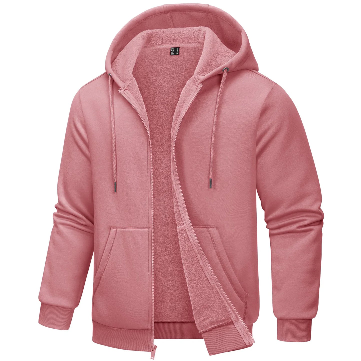 TACVASEN Big Pockets Fleece Lining Hoodies Mens Hooded Coats Full Zip Up Casual Hoodie Jackets Athlete Running Hiking Sportswear