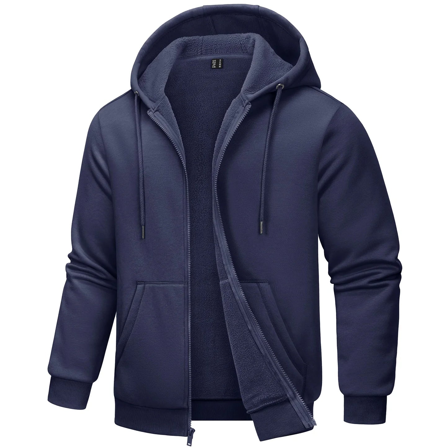 TACVASEN Big Pockets Fleece Lining Hoodies Mens Hooded Coats Full Zip Up Casual Hoodie Jackets Athlete Running Hiking Sportswear