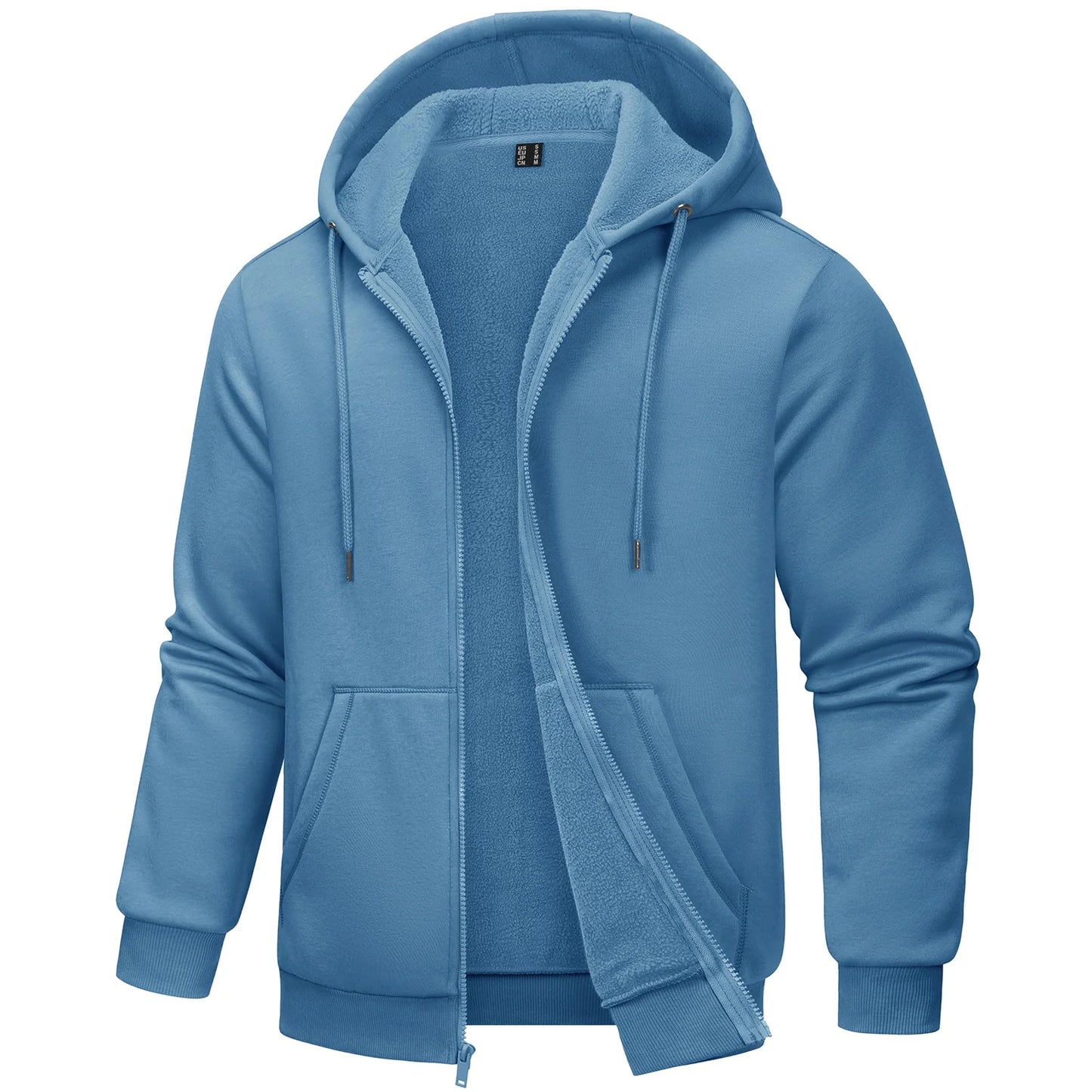 TACVASEN Big Pockets Fleece Lining Hoodies Mens Hooded Coats Full Zip Up Casual Hoodie Jackets Athlete Running Hiking Sportswear