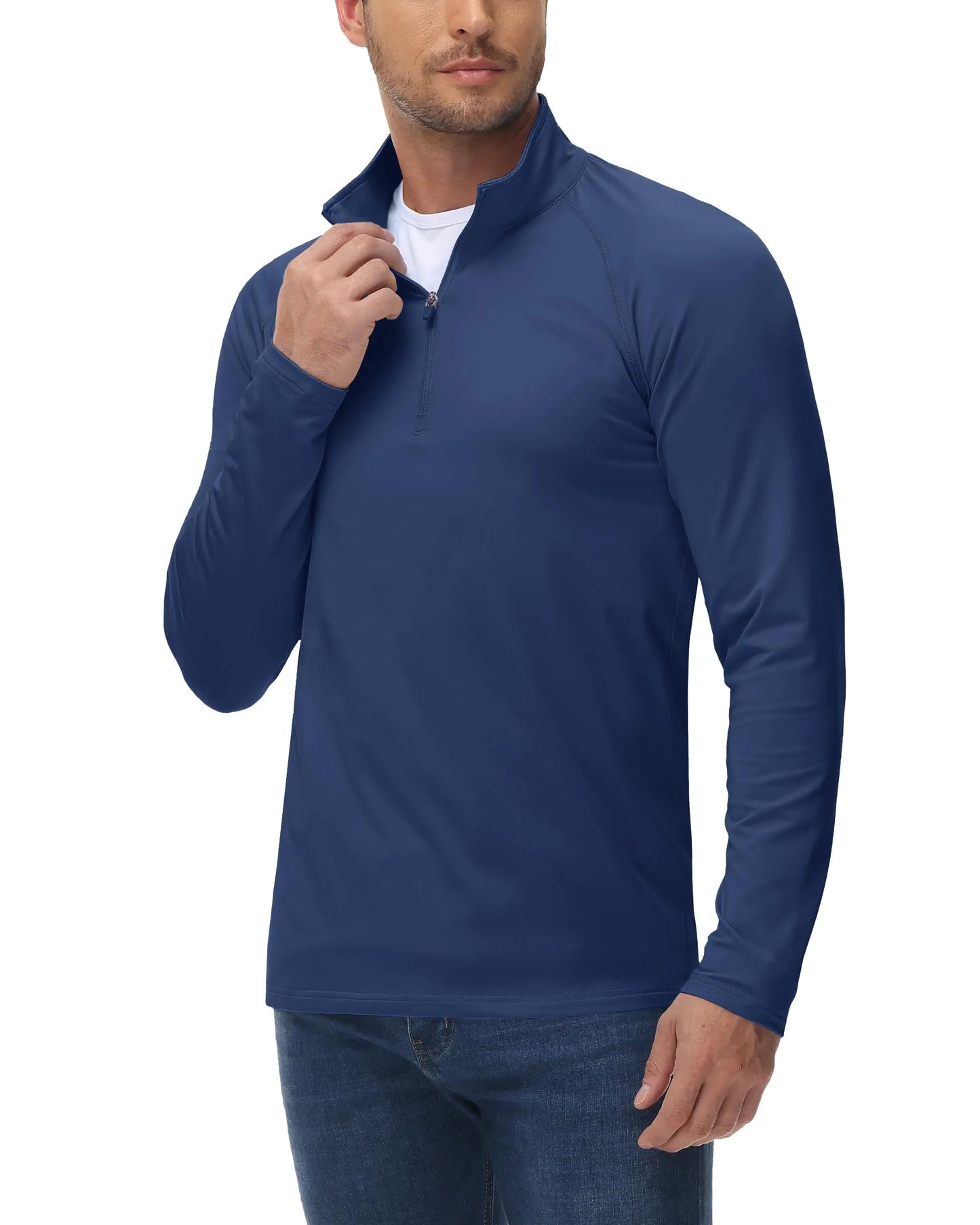 TACVASEN Thermal Fleece Lined T-shirts Men's 1/4 Zip Long Sleeve Shirts Outdoor Hiking Running Athletic Shirt Pullover Top