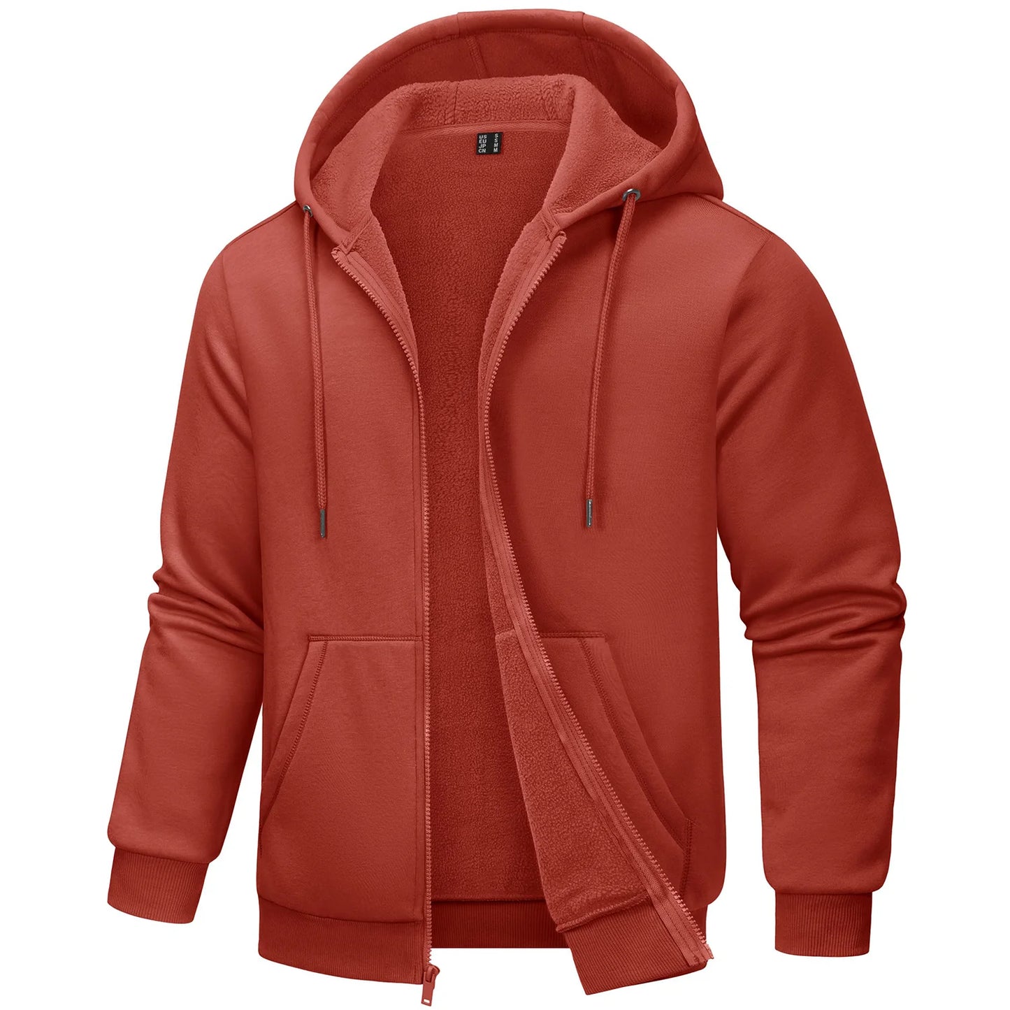 TACVASEN Big Pockets Fleece Lining Hoodies Mens Hooded Coats Full Zip Up Casual Hoodie Jackets Athlete Running Hiking Sportswear