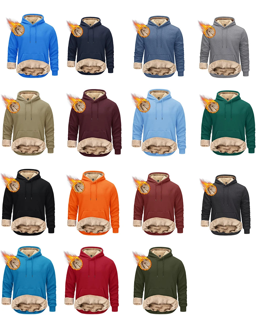 TACVASEN Thicken Sherpa Lining Hoodies Mens Winter Hoodies Kangaroo Pocket Sweatshirts Jackets Hooded Pullover Casual Coats Tops