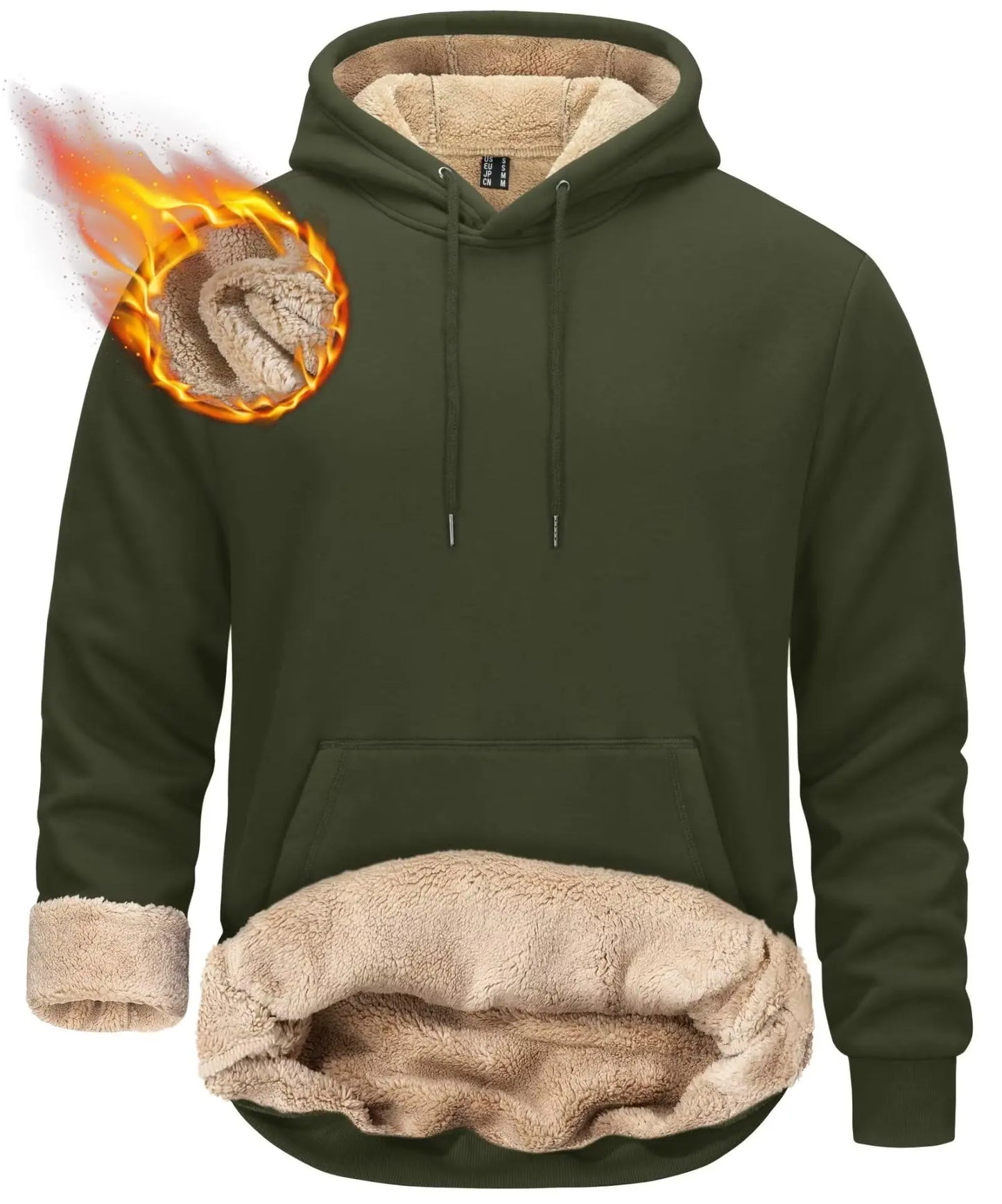 TACVASEN Thicken Sherpa Lining Hoodies Mens Winter Hoodies Kangaroo Pocket Sweatshirts Jackets Hooded Pullover Casual Coats Tops