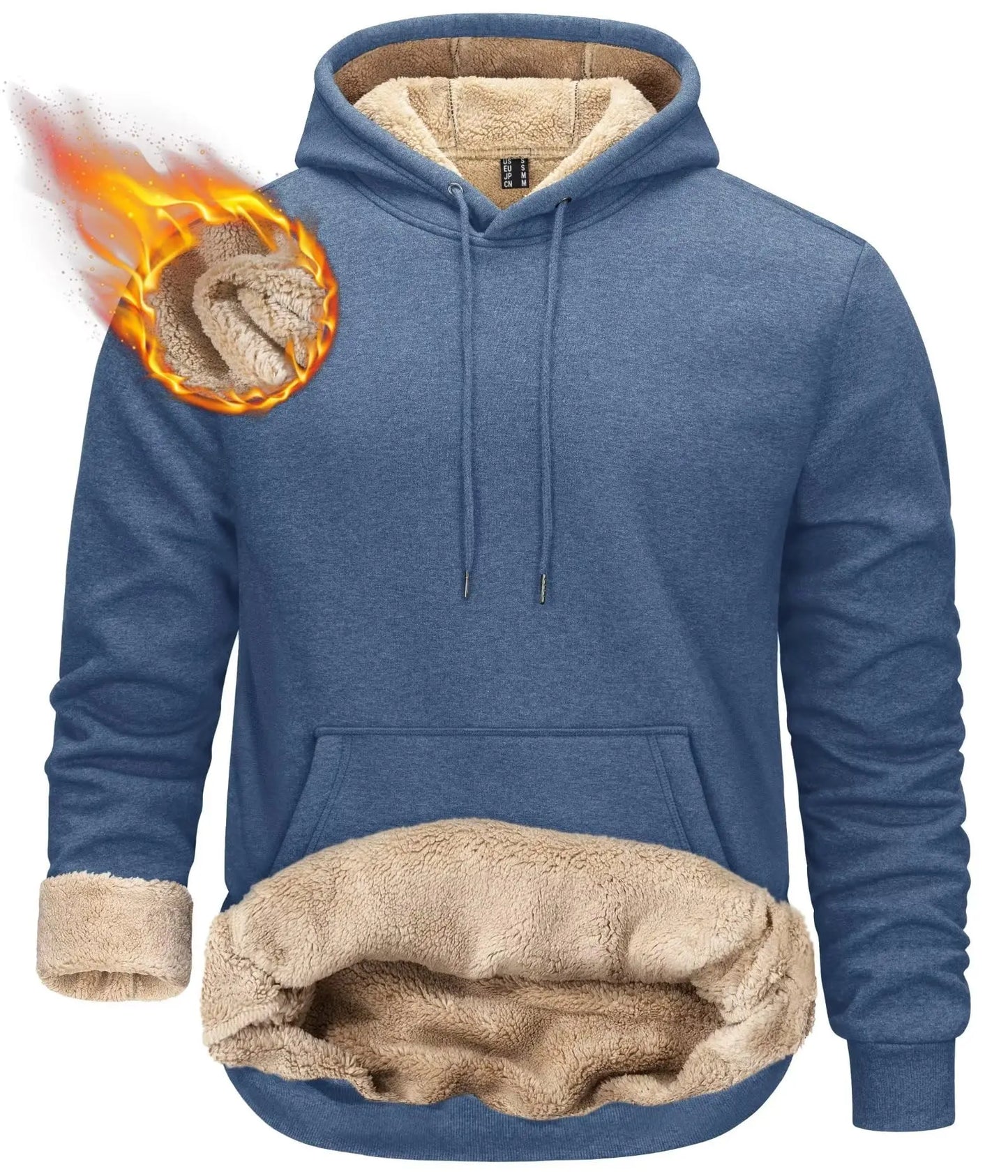 TACVASEN Thicken Sherpa Lining Hoodies Mens Winter Hoodies Kangaroo Pocket Sweatshirts Jackets Hooded Pullover Casual Coats Tops