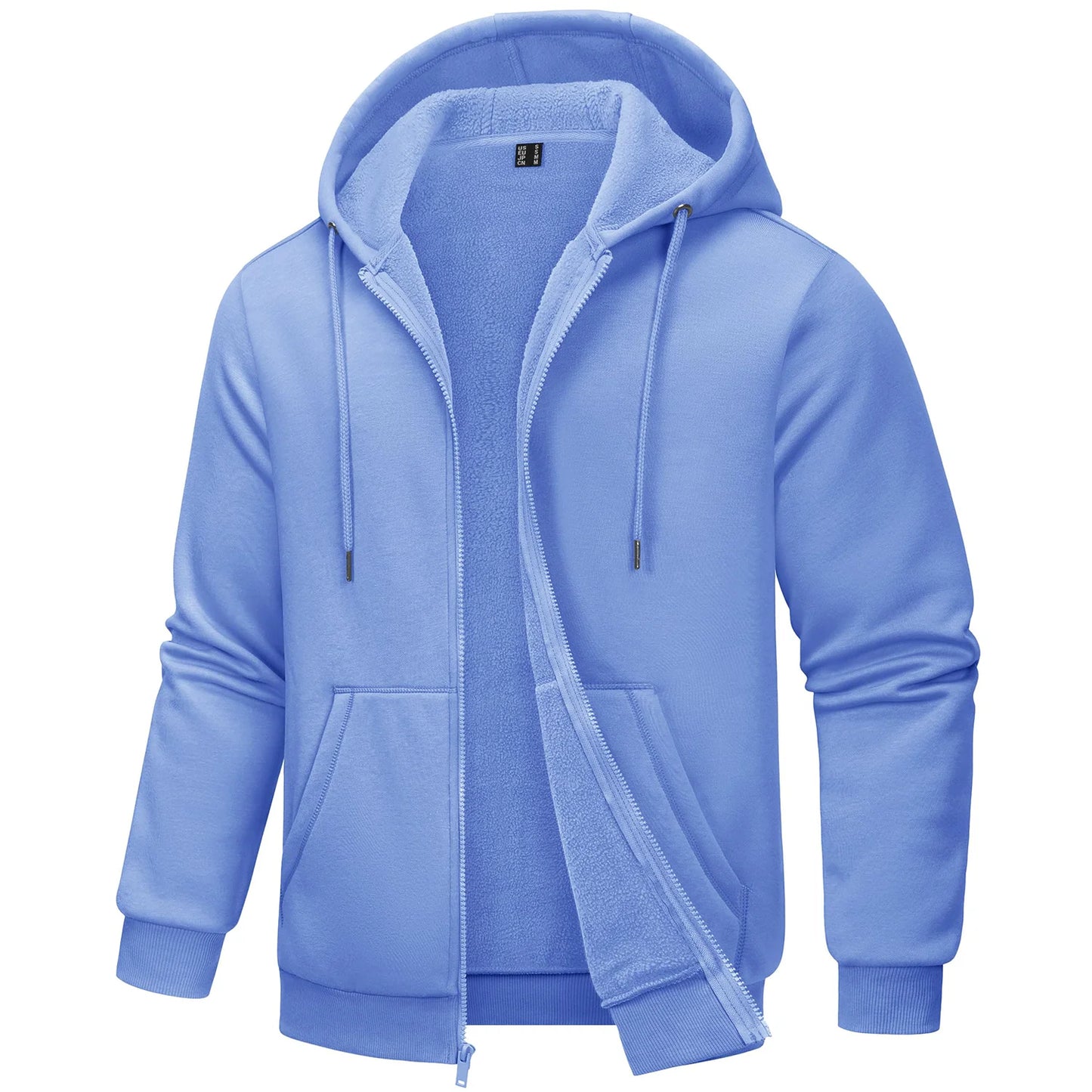 TACVASEN Big Pockets Fleece Lining Hoodies Mens Hooded Coats Full Zip Up Casual Hoodie Jackets Athlete Running Hiking Sportswear