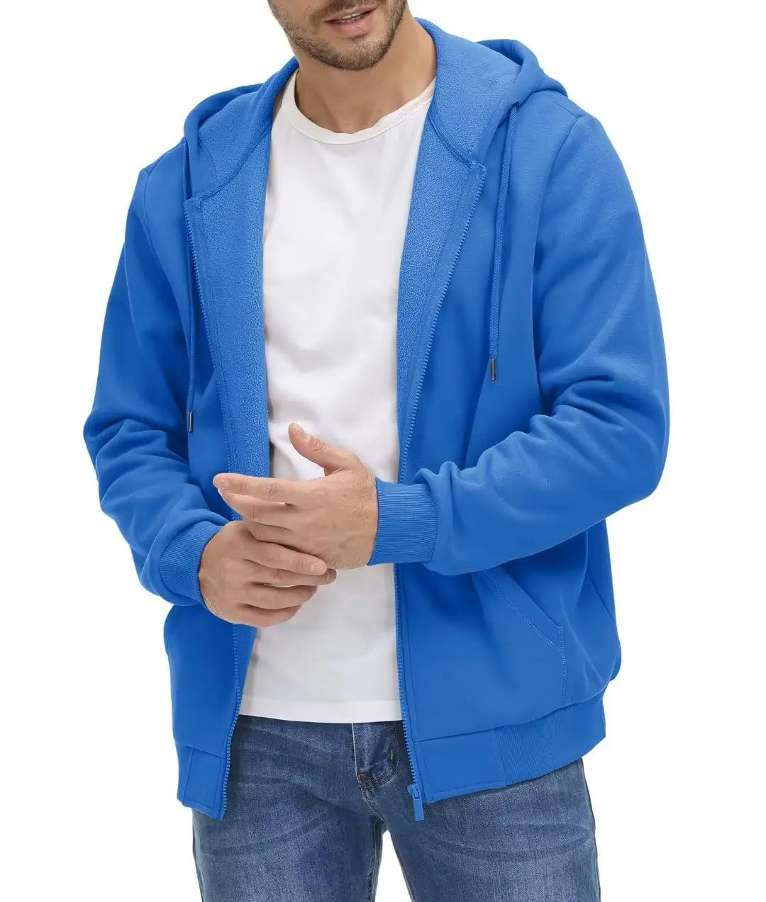 TACVASEN Big Pockets Fleece Lining Hoodies Mens Hooded Coats Full Zip Up Casual Hoodie Jackets Athlete Running Hiking Sportswear