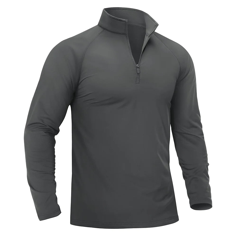 TACVASEN Thermal Fleece Lined T-shirts Men's 1/4 Zip Long Sleeve Shirts Outdoor Hiking Running Athletic Shirt Pullover Top
