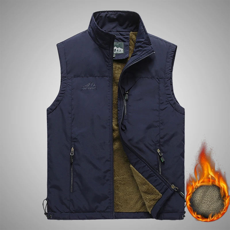 Warm Camping Fishing Vest Male Military Tactical Jacket Winter Fleece Hiking Coat Hunting Vest Waistcoat Man Thermal Clothes 5XL