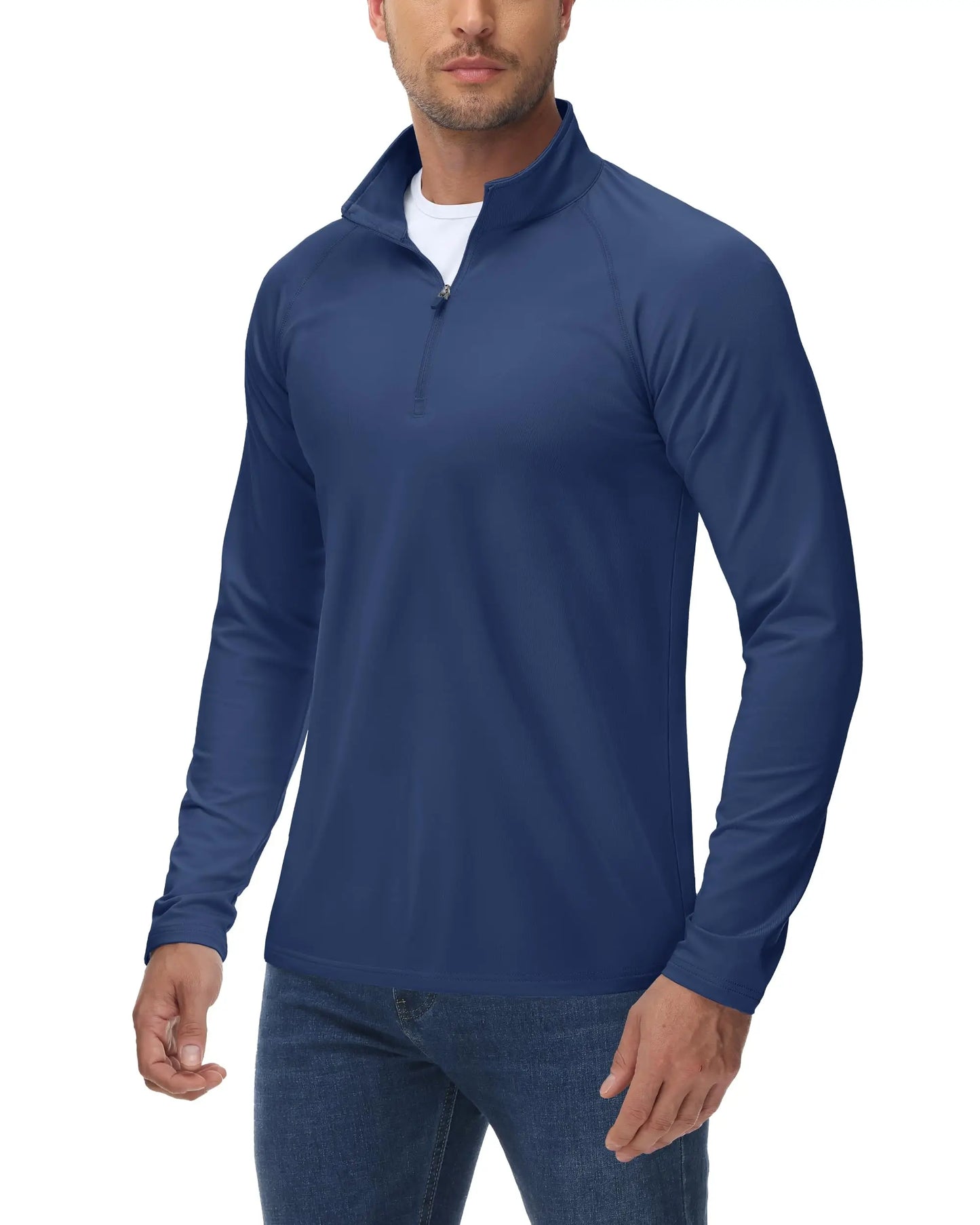TACVASEN Thermal Fleece Lined T-shirts Men's 1/4 Zip Long Sleeve Shirts Outdoor Hiking Running Athletic Shirt Pullover Top