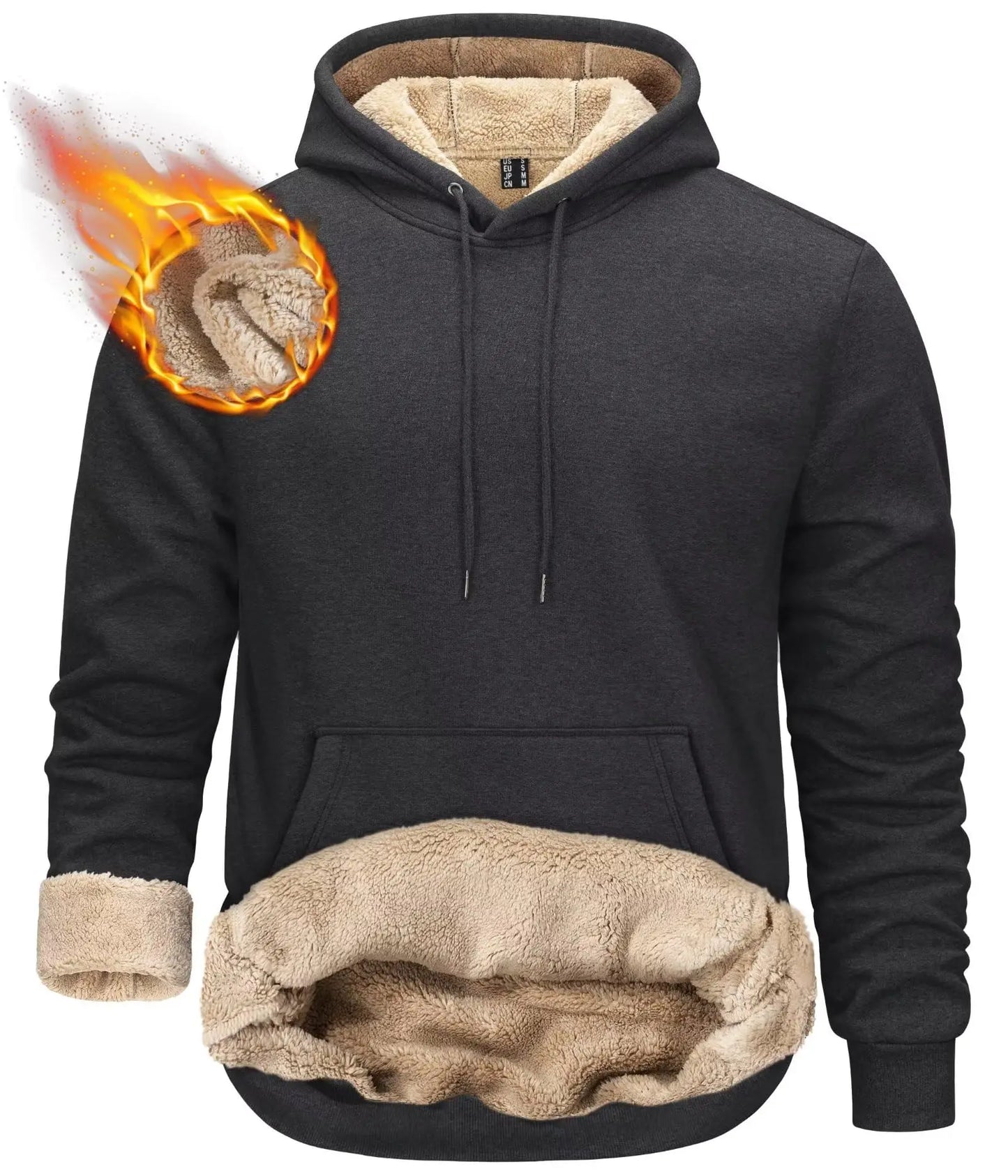 TACVASEN Thicken Sherpa Lining Hoodies Mens Winter Hoodies Kangaroo Pocket Sweatshirts Jackets Hooded Pullover Casual Coats Tops