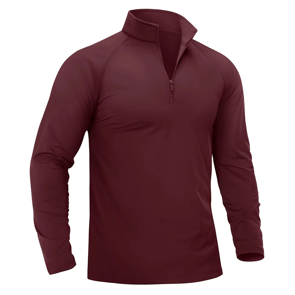 TACVASEN Thermal Fleece Lined T-shirts Men's 1/4 Zip Long Sleeve Shirts Outdoor Hiking Running Athletic Shirt Pullover Top