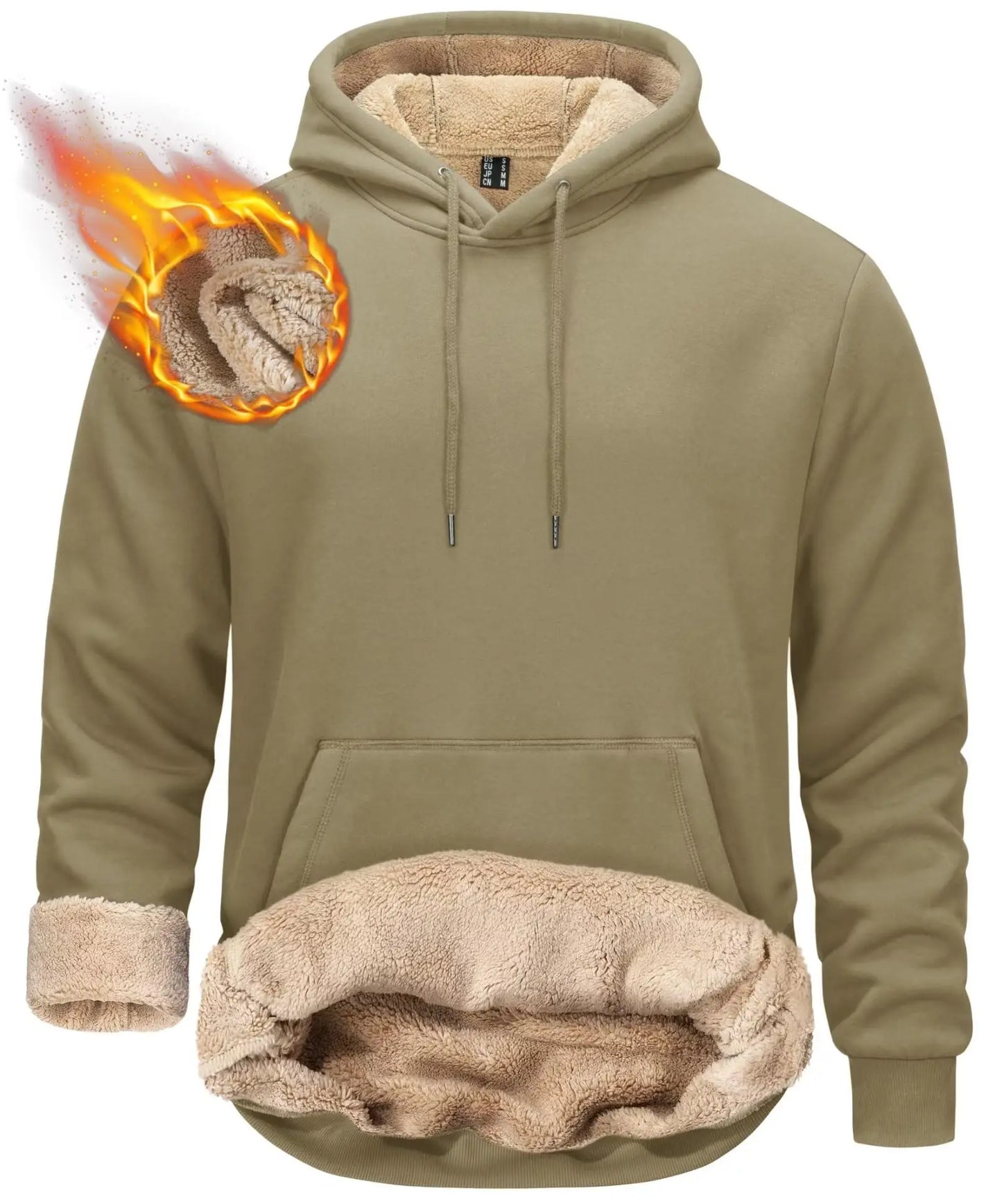 TACVASEN Thicken Sherpa Lining Hoodies Mens Winter Hoodies Kangaroo Pocket Sweatshirts Jackets Hooded Pullover Casual Coats Tops