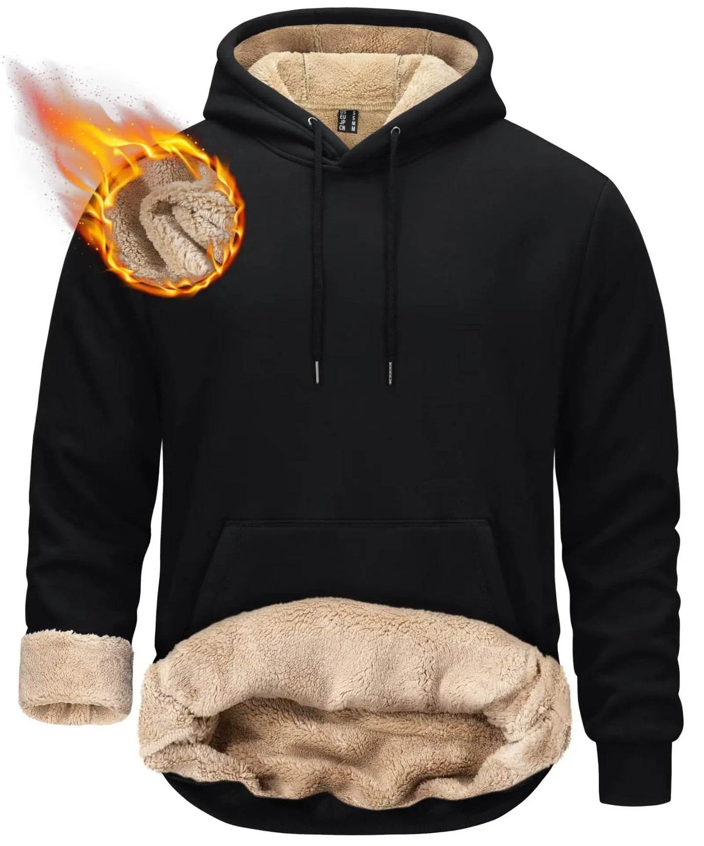 TACVASEN Thicken Sherpa Lining Hoodies Mens Winter Hoodies Kangaroo Pocket Sweatshirts Jackets Hooded Pullover Casual Coats Tops