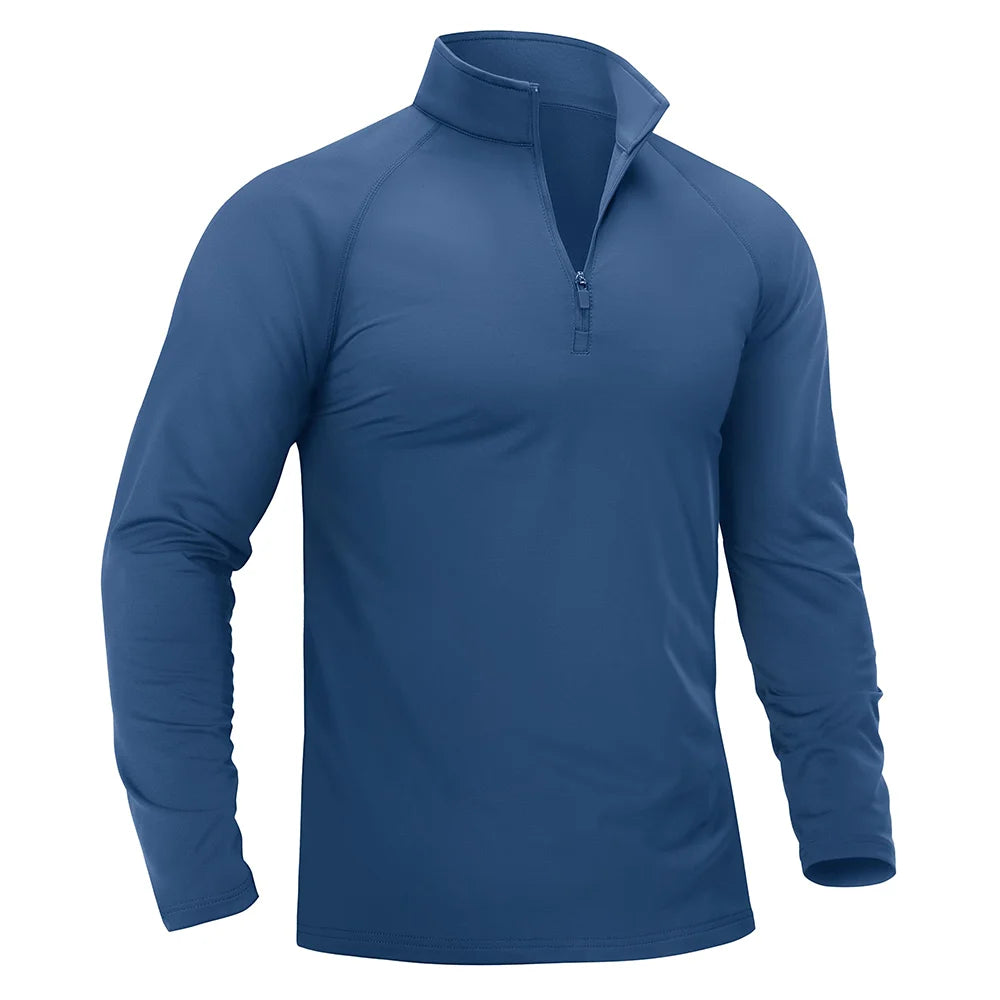 TACVASEN Thermal Fleece Lined T-shirts Men's 1/4 Zip Long Sleeve Shirts Outdoor Hiking Running Athletic Shirt Pullover Top