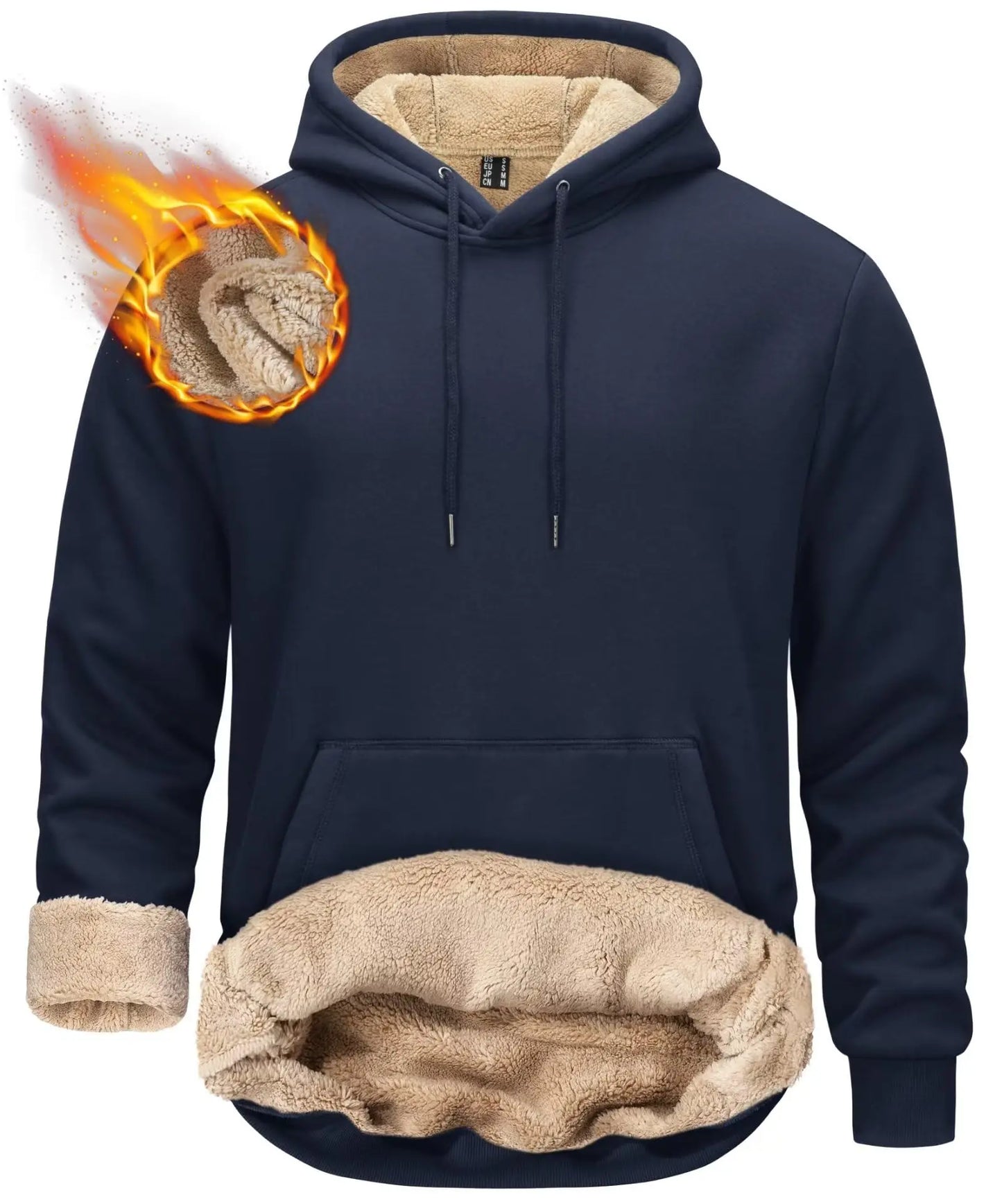 TACVASEN Thicken Sherpa Lining Hoodies Mens Winter Hoodies Kangaroo Pocket Sweatshirts Jackets Hooded Pullover Casual Coats Tops