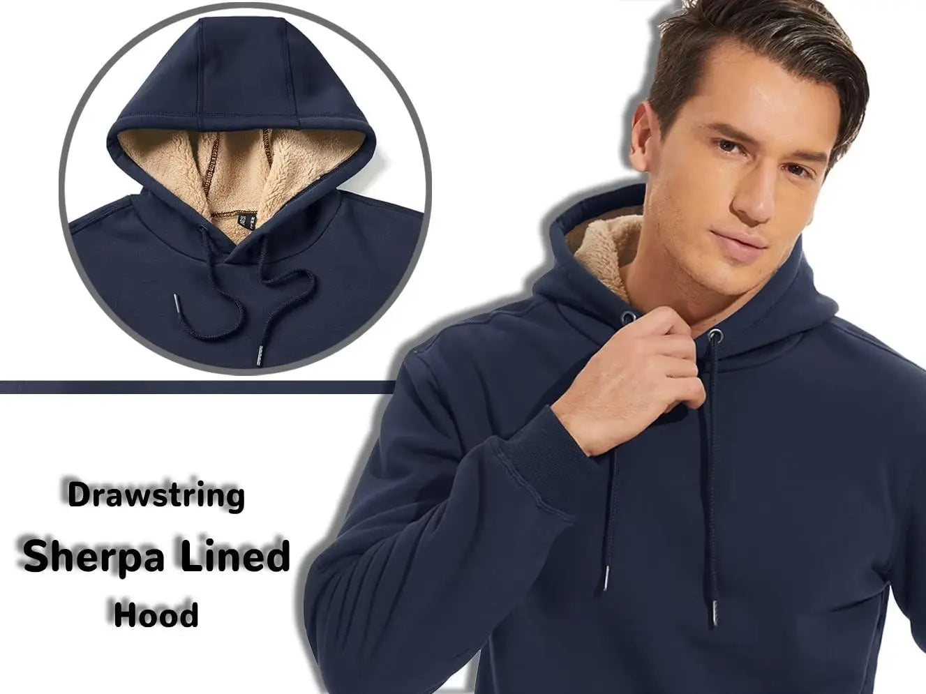 TACVASEN Thicken Sherpa Lining Hoodies Mens Winter Hoodies Kangaroo Pocket Sweatshirts Jackets Hooded Pullover Casual Coats Tops