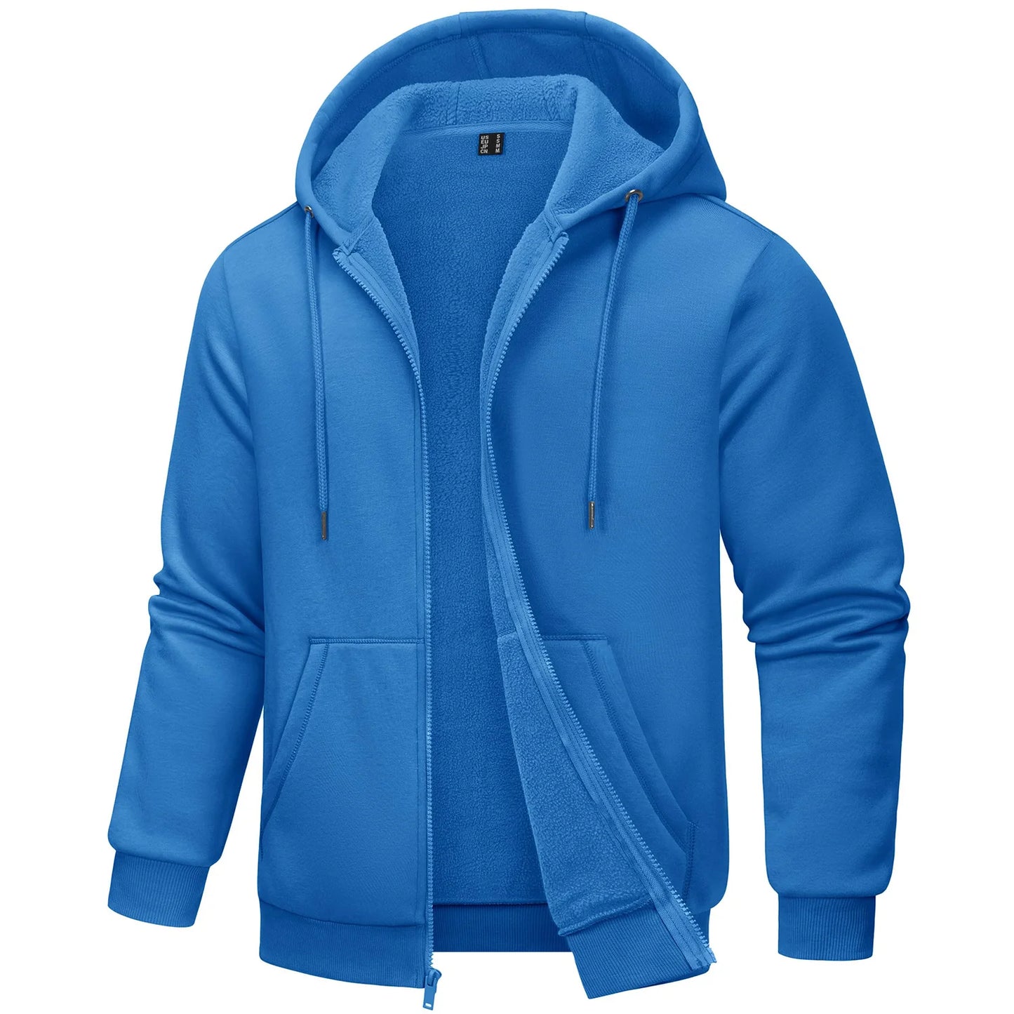 TACVASEN Big Pockets Fleece Lining Hoodies Mens Hooded Coats Full Zip Up Casual Hoodie Jackets Athlete Running Hiking Sportswear