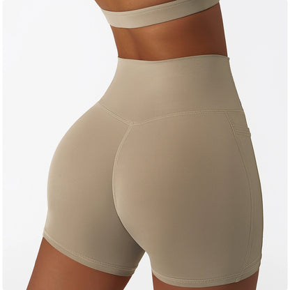 Quick-Dry Shorts with Pockets High Waist Tight Basic Sports