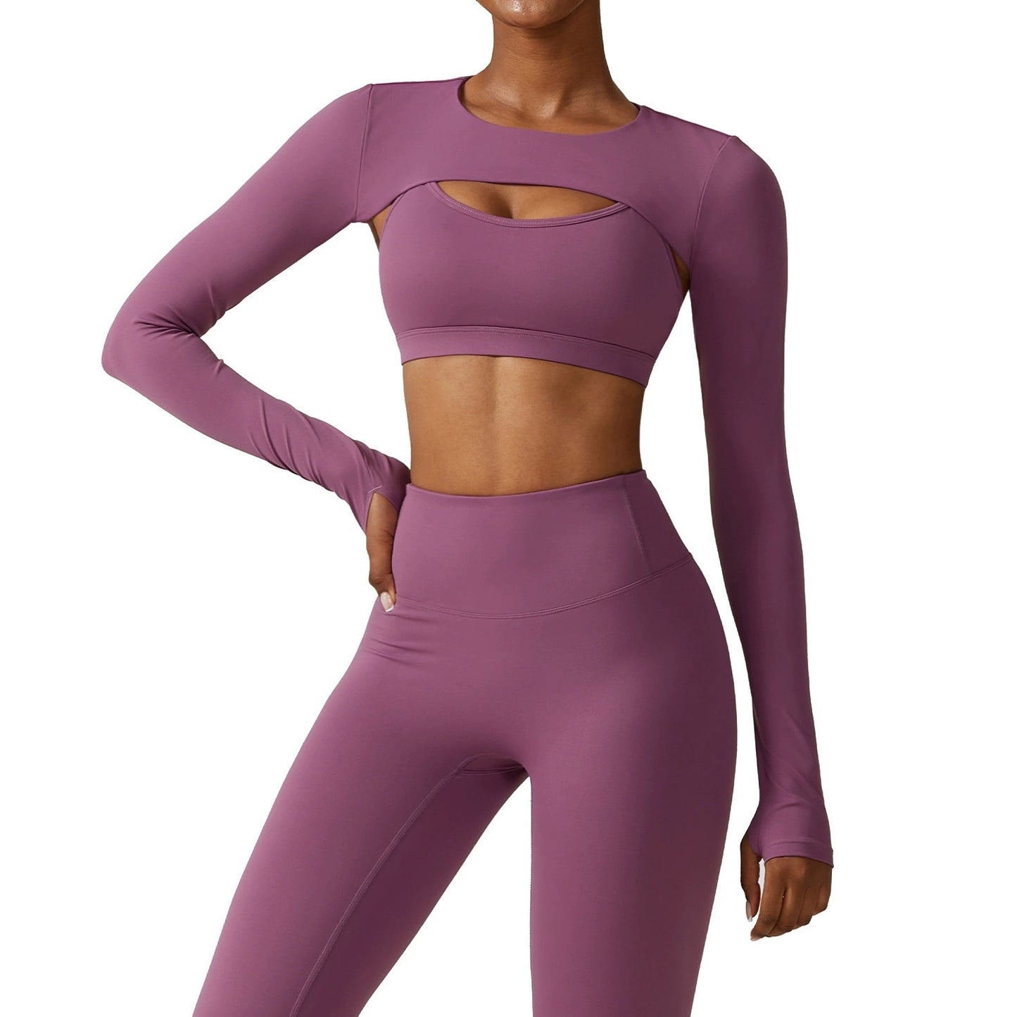 Women's long-sleeve sports top and vest, ideal for yoga and sports training such as running