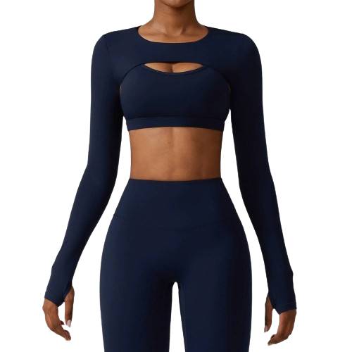 Women's long-sleeve sports top and vest, ideal for yoga and sports training such as running