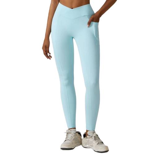 High-waisted fitness and yoga leggings with hip lift, pocket, and nude feel