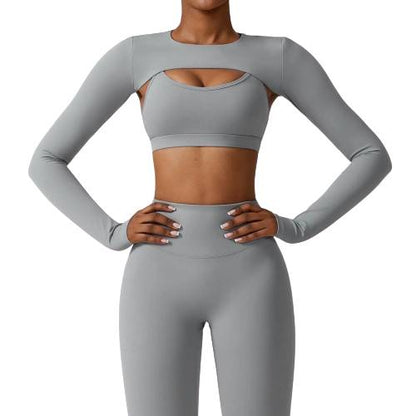 Women's long-sleeve sports top and vest, ideal for yoga and sports training such as running