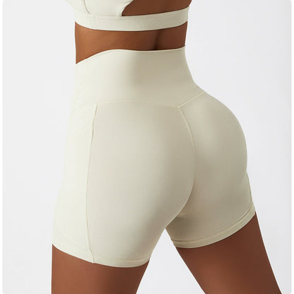 Quick-Dry Shorts with Pockets High Waist Tight Basic Sports