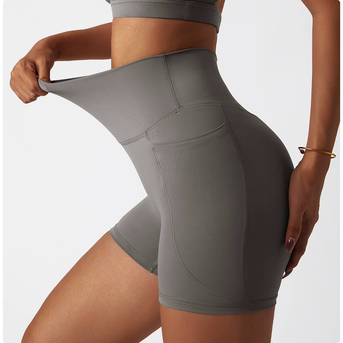 Quick-Dry Shorts with Pockets High Waist Tight Basic Sports