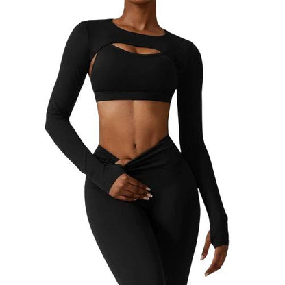 Women's long-sleeve sports top and vest, ideal for yoga and sports training such as running