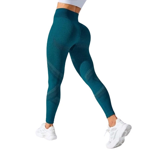 High-waisted sports leggings with solid stripe pattern