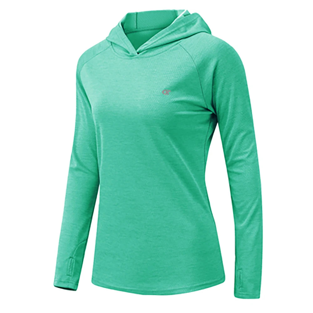 Camisas de Manga Larga para Mujer UPF 50+ Protección Solar SPF Secado Rápido Camiseta Ligera Nadar Senderismo Correr Pesca Tops Cian Xs